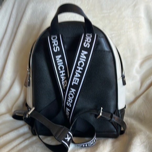 Michael Kors Black and White Leather Backpack - Picture 3 of 6